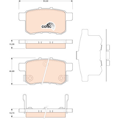 Set di 4 pastiglie freno COTEC TRW GDB3482