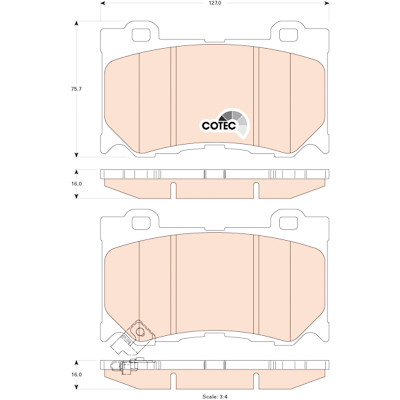 Set di 4 pastiglie freno COTEC TRW GDB3505