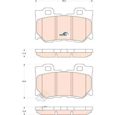 Set di 4 pastiglie freno COTEC TRW GDB3515