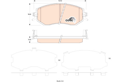 Set di 4 pastiglie freno COTEC TRW GDB3519