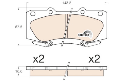 Set di 4 pastiglie freno COTEC TRW GDB3534