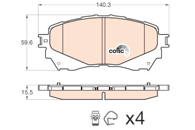 Set di 4 pastiglie freno COTEC TRW GDB3580
