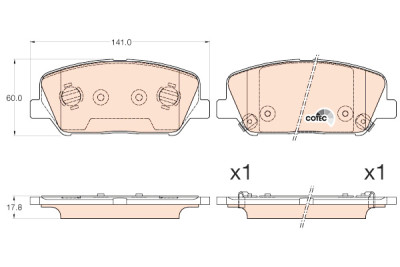 Set di 4 pastiglie freno COTEC TRW GDB3582