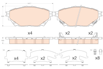Set di 4 pastiglie freno TRW GDB3611