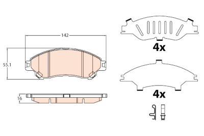 Set di 4 pastiglie freno TRW GDB3633