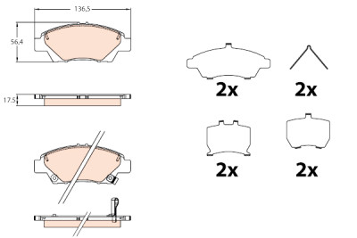 Set di 4 pastiglie freno TRW GDB3643