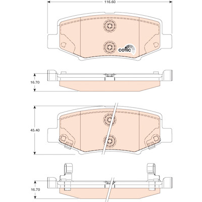 Set di 4 pastiglie freno COTEC TRW GDB4145