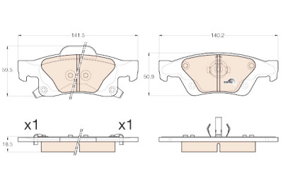 Set di 4 pastiglie freno COTEC TRW GDB4448