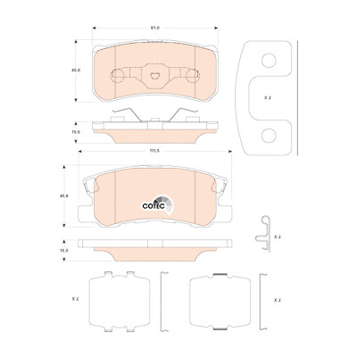 Set di 4 pastiglie dei freni COTEC
