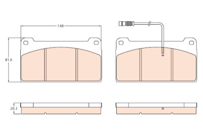 Set di 4 pastiglie freno TRW GDB5074
