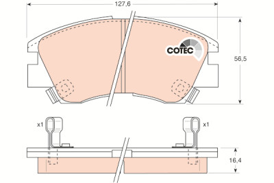 Set di 4 pastiglie freno COTEC TRW GDB729