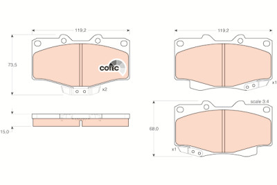 Set di 4 pastiglie freno COTEC TRW GDB797