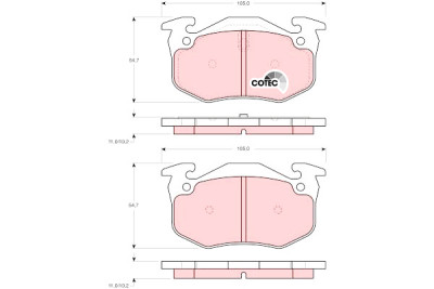 Set di 4 pastiglie freno COTEC TRW GDB905