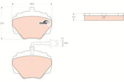 Set di 4 pastiglie freno COTEC TRW GDB976