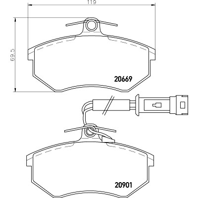 Set di pastiglie freno HELLA 8DB 355 017-651