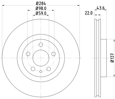 Disco freno HELLA 8DD 355 101-951