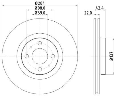 Disco freno HELLA 8DD 355 102-391