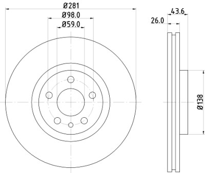 Disco freno HELLA 8DD 355 104-451