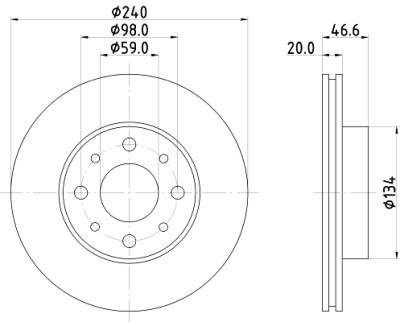 Disco freno HELLA 8DD 355 105-881