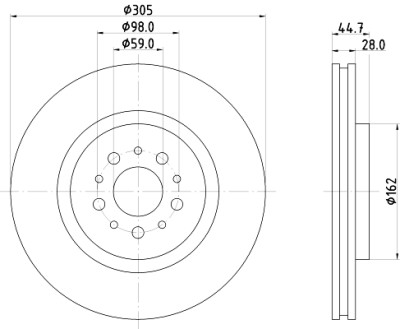 Disco freno HELLA 8DD 355 106-171