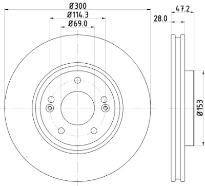 Disco freno HELLA 8DD 355 114-511
