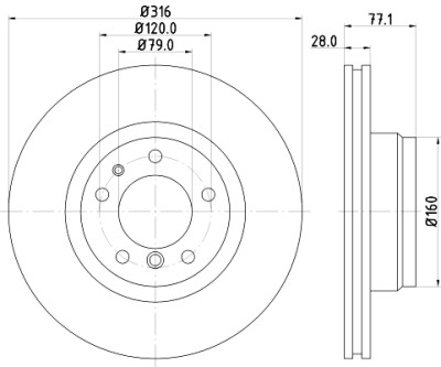 Disco freno HELLA 8DD 355 127-161