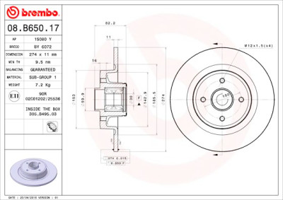 Set dischi freno BREMBO 08.B650.17