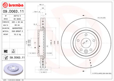 Disco freno BREMBO 09.D063.11