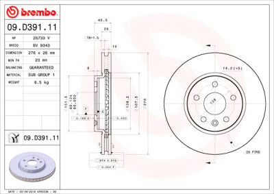 Set dischi freno BREMBO 09.D391.11