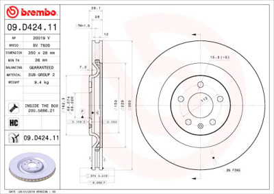 Set dischi freno BREMBO 09.D424.11
