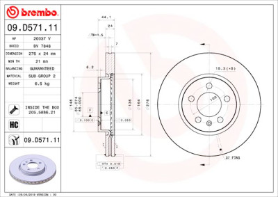 Set dischi freno BREMBO 09.D571.11
