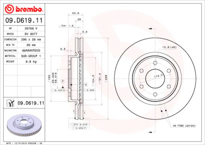 Disco freno BREMBO 09.D619.11