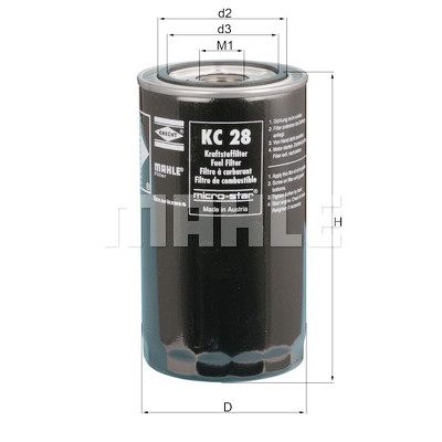 Filtro carburante MAHLE ORIGINAL KC 28