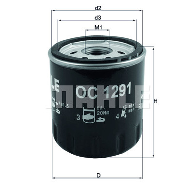 Filtro olio MAHLE ORIGINAL OC 1291