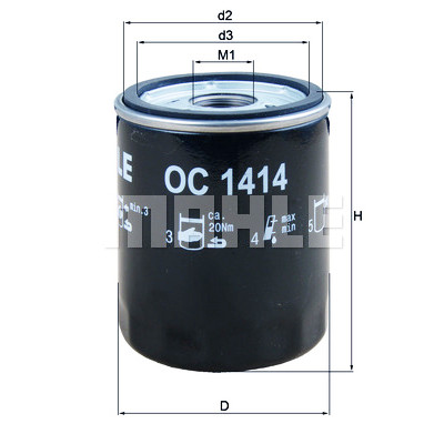 Filtro olio MAHLE ORIGINAL OC 1414