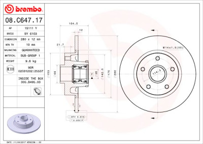 Disco freno BREMBO 08.C647.17