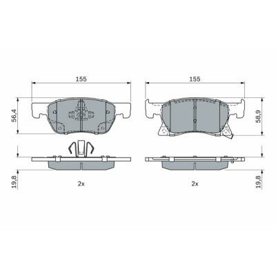 Set di 4 pastiglie freno BOSCH 0 986 424 989