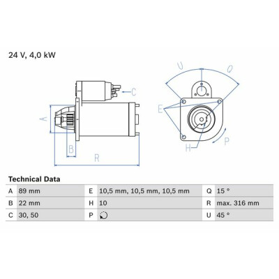Motorino di avviamento BOSCH 0 986 022 990