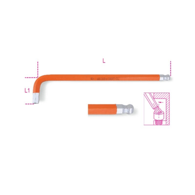 Chiave maschio esagonale sfalsata colorata con testa a sfera, cromata 10 MM Arancio