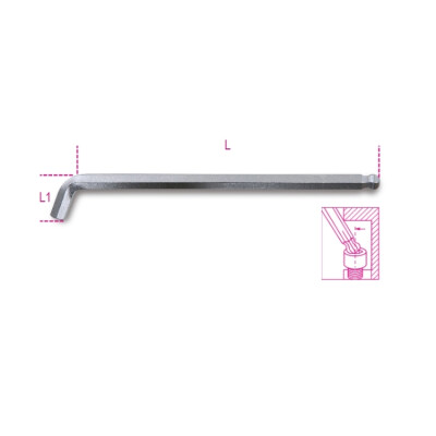 Chiave esagonale angolata 110° con testa sferica, lato extracorto modello 5 MM