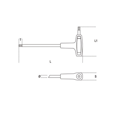 Chiave maschio disassata con impugnatura per viti a brugola Torx® T25