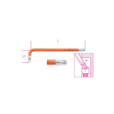 Chiave offset colorata con testa sferica, per viti a brugola Torx®, brunita T27 Red