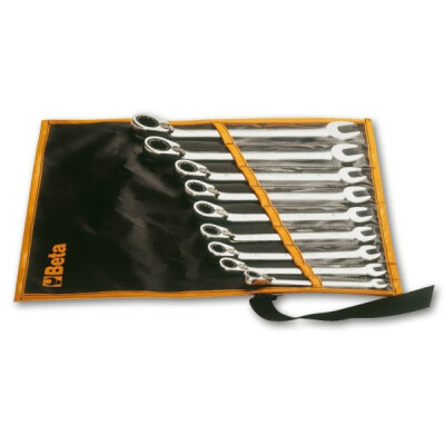 Set di 9 chiavi combinate a cricchetto reversibili in busta