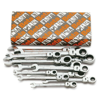 Set di 12 chiavi combinate a cricchetto articolate
