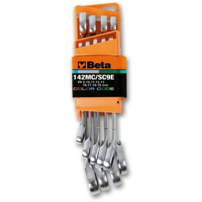 Serie di 9 chiavi combinate colorate con cricchetto reversibile, con supporto compatto BETA 18001422088