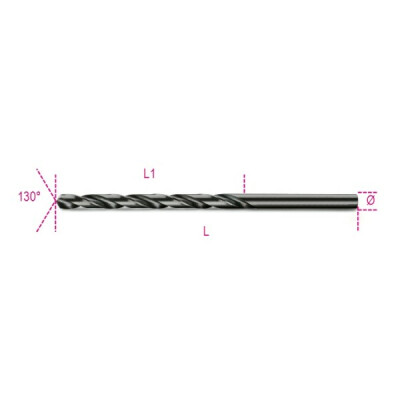 Punta in acciaio HSS serie lunga completamente rettificata brunita diametro 4,5 MM