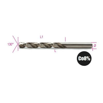 Punta HSS-CO 8% acciaio serie corta completamente rettificata diametro 1 MM