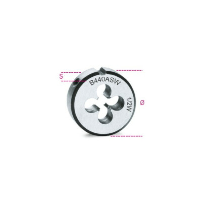 Filiera, filettatura Whitworth in acciaio cromato 1/4 X 20 BSW