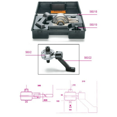 Moltiplicatore di coppia dx/sx e accessori, rapporto 5:1, in scatola di plastica