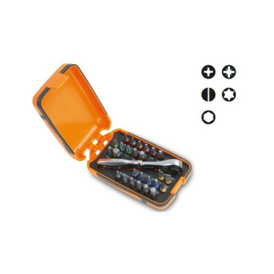 Assortimento di 25 punte per cacciavite, 1 unione e 1 cricchetto reversibile, in custodia tascabile